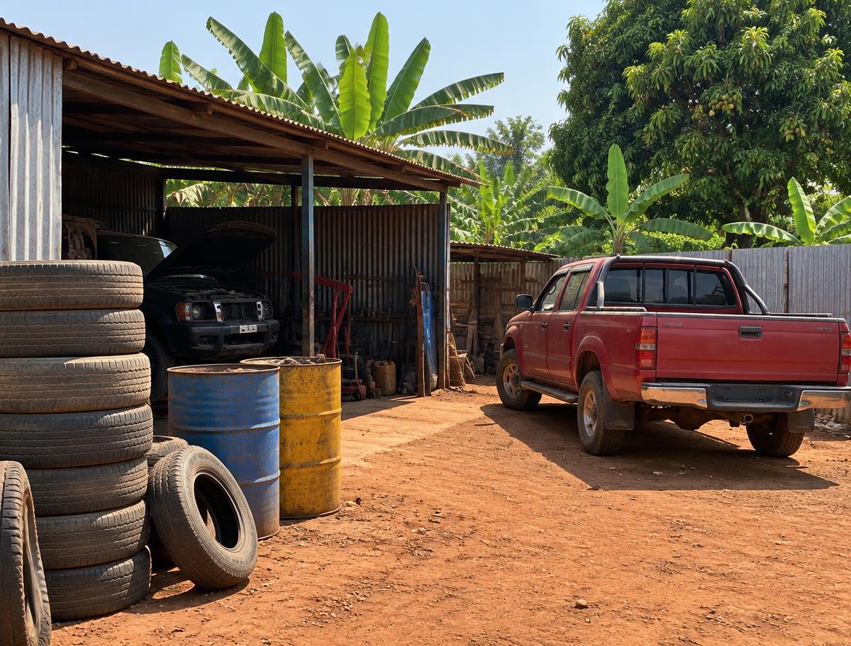 Cour de l’atelier à Bonabéri, Douala